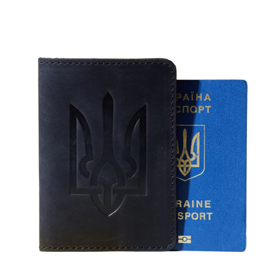 Обкладинка на паспорт із гербом України з великою кишенею чорна