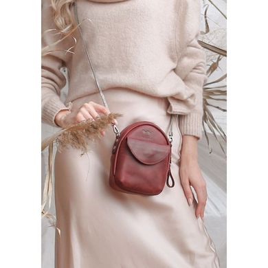 Мини-сумка Kroha кожаная женская бордовая винтажная