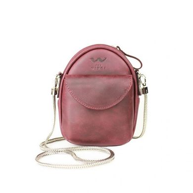 Мини-сумка Kroha кожаная женская бордовая винтажная