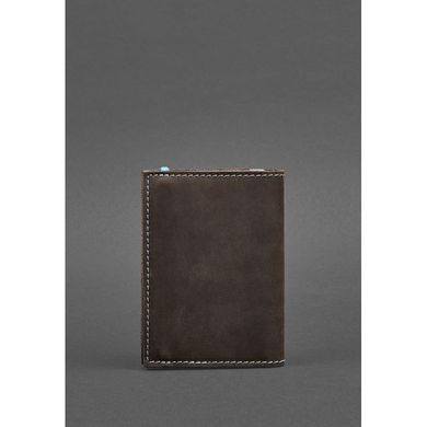 Кожаная обложка для паспорта 2.0 темно-коричневая с бирюзовым