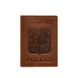 Кожаная обложка для паспорта с польским гербом светло-коричневая Crazy Horse