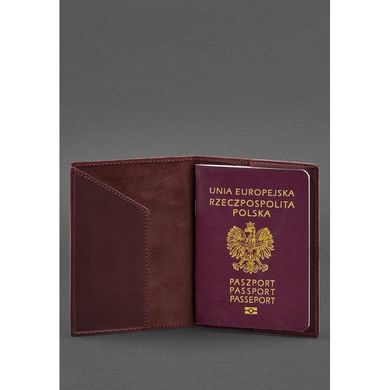 Шкіряна обкладинка для паспорта з польським гербом бордова