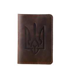 Обкладинка на паспорт із гербом України темно-коричнева