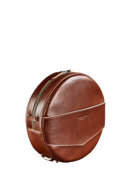 Сумка-рюкзак Maxi кругла шкіряна жіноча світло-коричнева