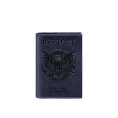 Обложка для паспорта с американским гербом кожаная синяя
