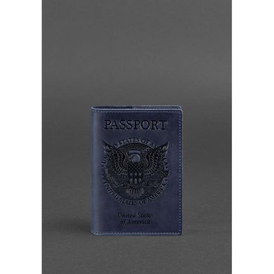 Обкладинка для паспорта з американським гербом шкіряна синя