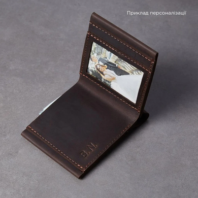 Гаманець Fold Photo з металевою фотокарткою шкіряний коричневий