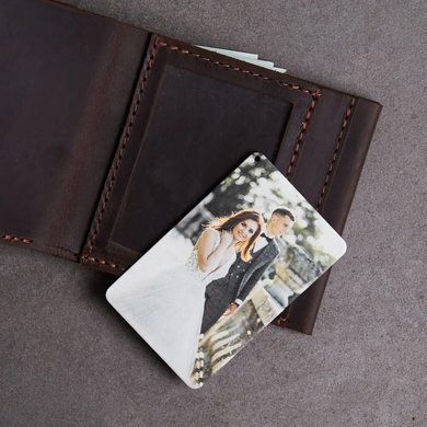 Гаманець Fold Photo з металевою фотокарткою шкіряний коричневий