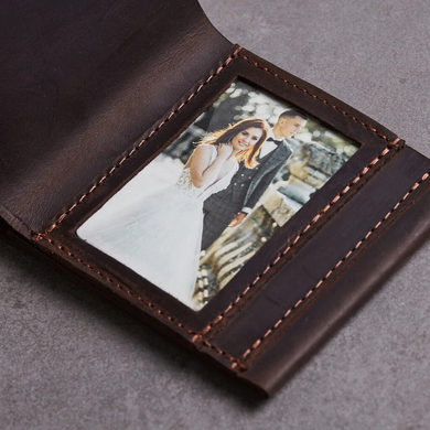 Кошелек Fold Photo с металлической фотокартой кожаный коричневый