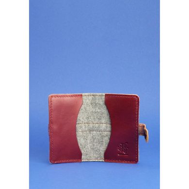 Фетровый женский кард-кейс (визитница) 6.1 с кожаными бордовыми вставками