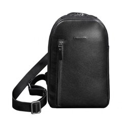 Сумка-рюкзак на одно плечо Chest Bag кожаный мужской черный