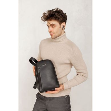 Сумка-рюкзак на одне плече Chest Bag шкіряний чоловічий чорний