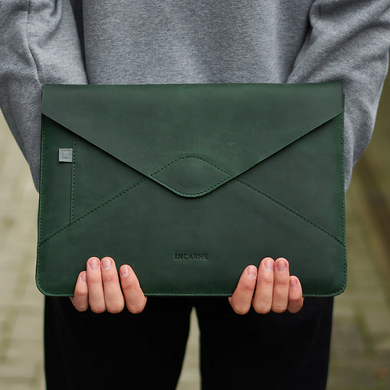 Чохол Message для ноутбука Apple зі шкіри з магнітною застібкою 13-14" зелений