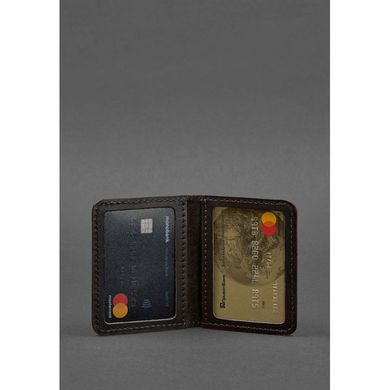 Обкладинка для ID-паспорта і водійських прав 4.0 шкіряна карбон коричнева