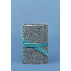 Блокнот софт-бук 1.0 фетр с кожаными бирюзовыми вставками