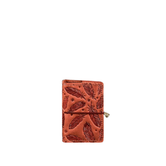 Кард-кейс кожаный 7.0 кораловый с перьями