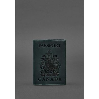 Кожаная обложка для паспорта с канадским гербом зеленая