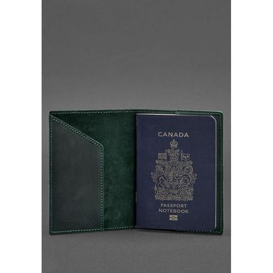 Шкіряна обкладинка для паспорта з канадським гербом зелена
