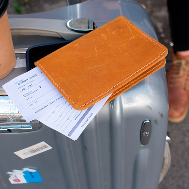Чохол на паспорт Bali без застібки шкіряний світло-коричневий