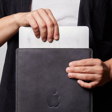 Чохол Free Port Plus для MacBook вертикальний з лого Apple 13-14" темно-сірий